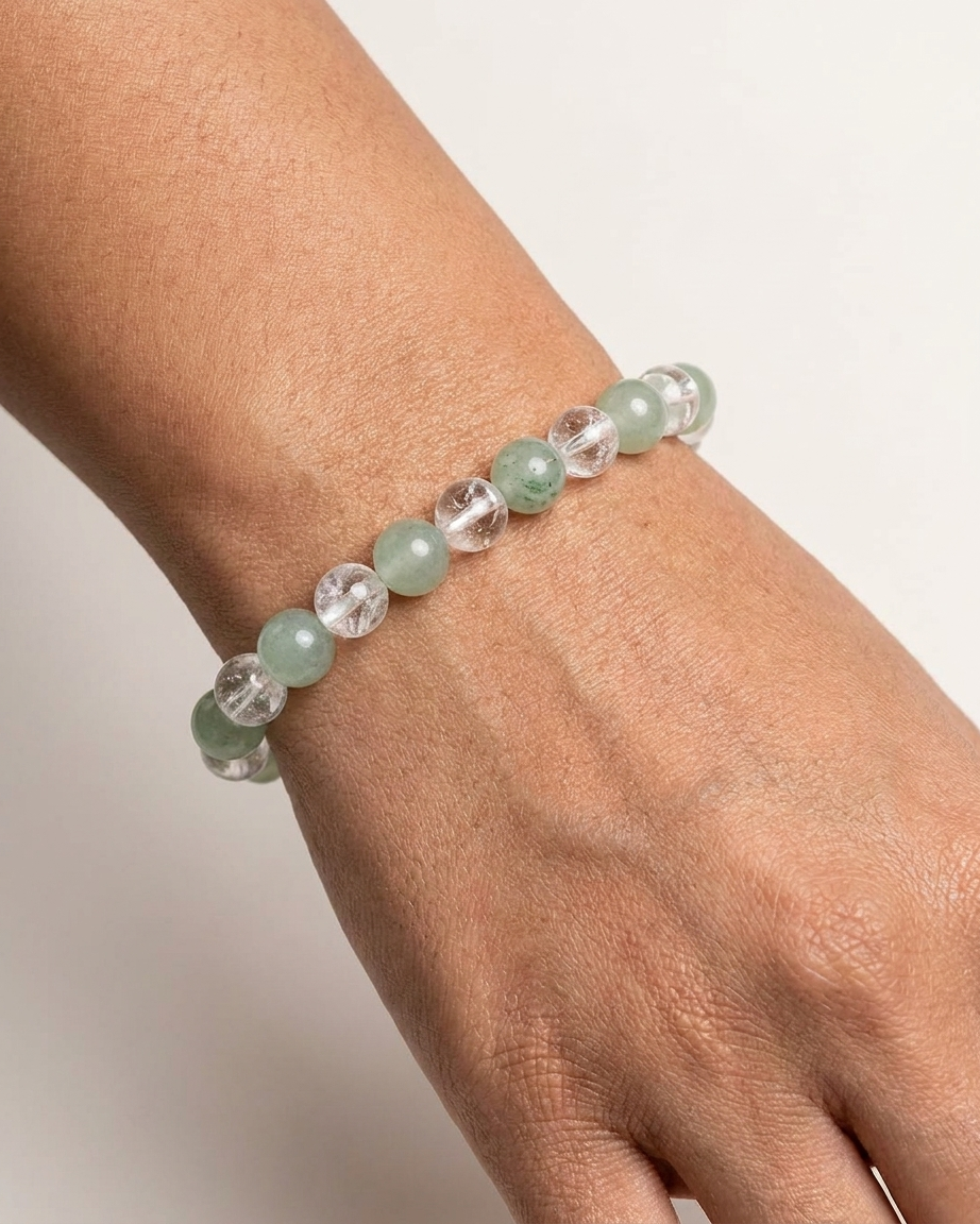 Green Aventurine Clear Quartz Bracelet LOOK AND ADORN - designed for you