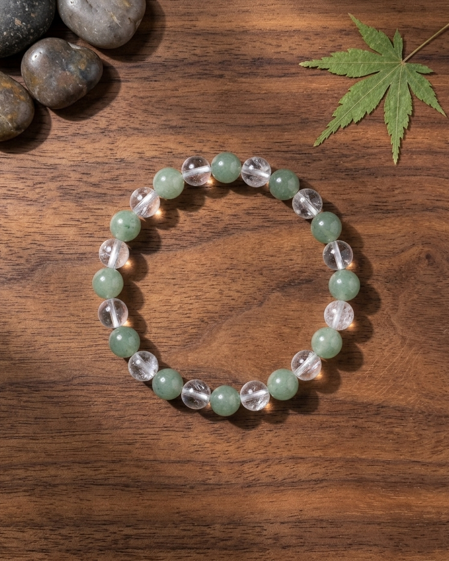 Green Aventurine Clear Quartz Bracelet LOOK AND ADORN - designed for you