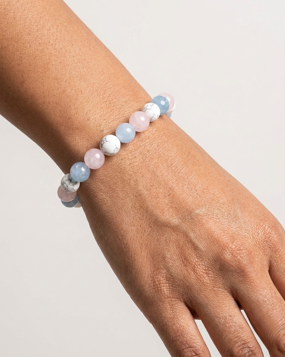 Aquamarine Rose Quartz Howlite Bracelet LOOK AND ADORN - designed for you