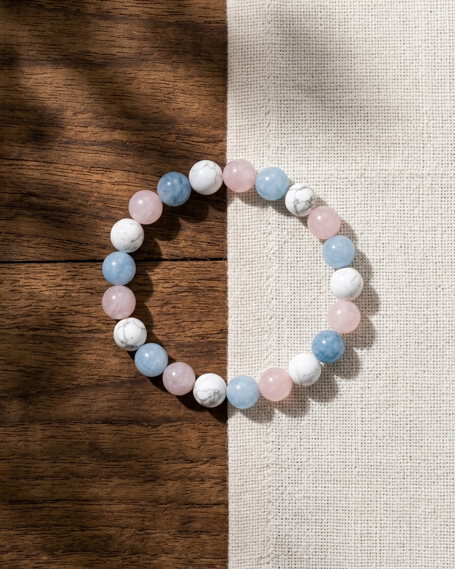 Aquamarine Rose Quartz Howlite Bracelet LOOK AND ADORN - designed for you