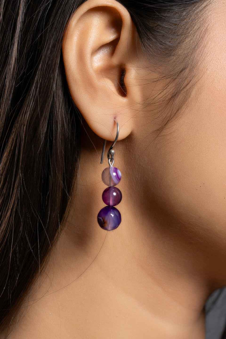 Handmade purple onyx necklace set featuring elegant beads and a stylish design