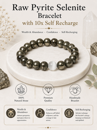 Natural Raw Pyrite with Self Recharge Selenite Bracelet LOOK AND ADORN - designed for you