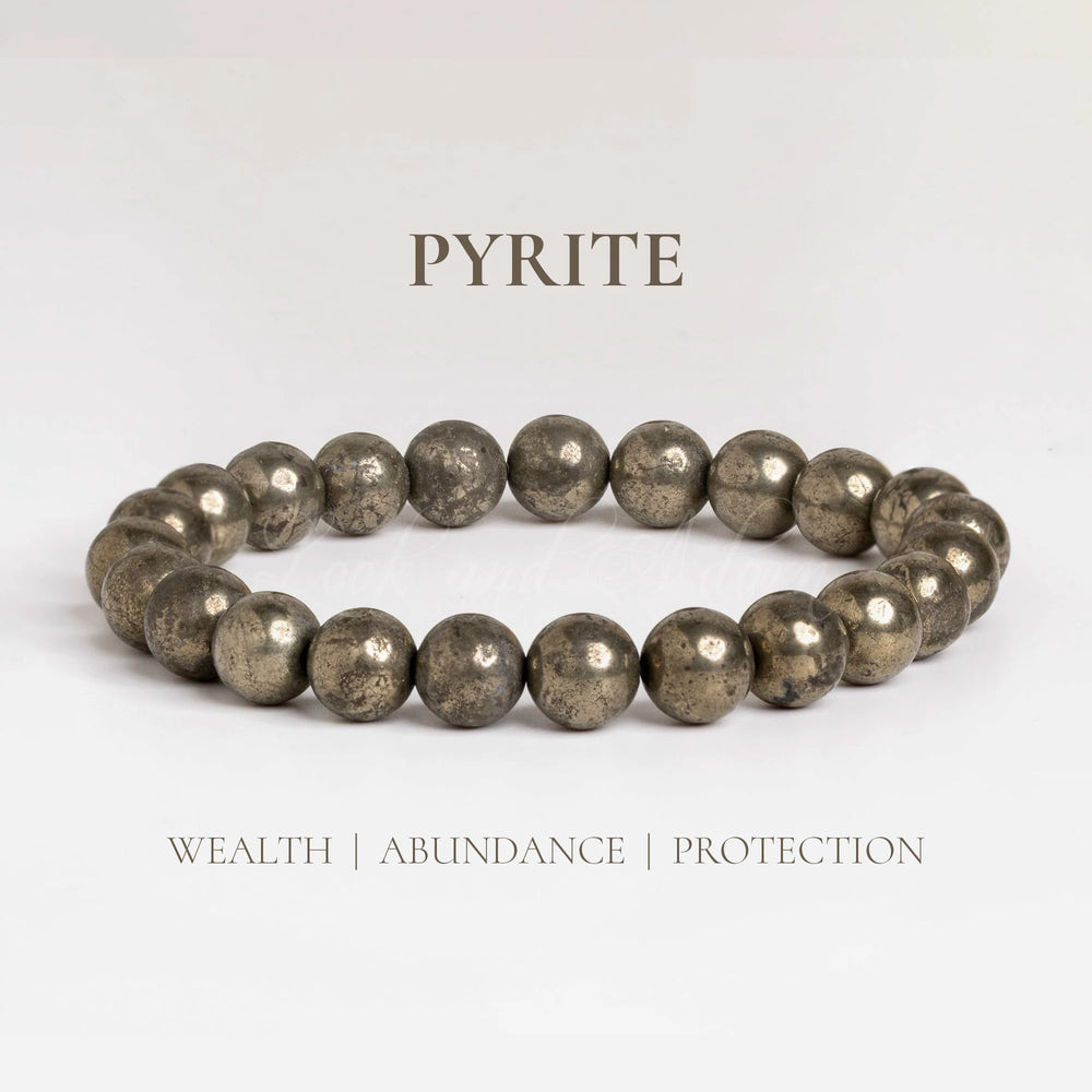 Raw pyrite bracelet designed by LOOK AND ADORN for wealth, abundance, and protection