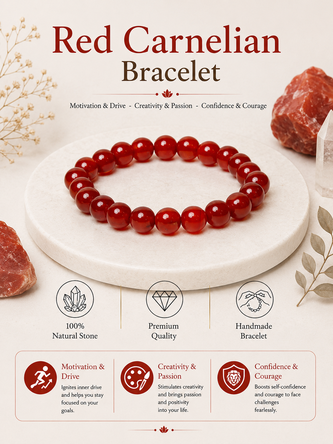 Red Carnelian Bracelet LOOK AND ADORN - designed for you