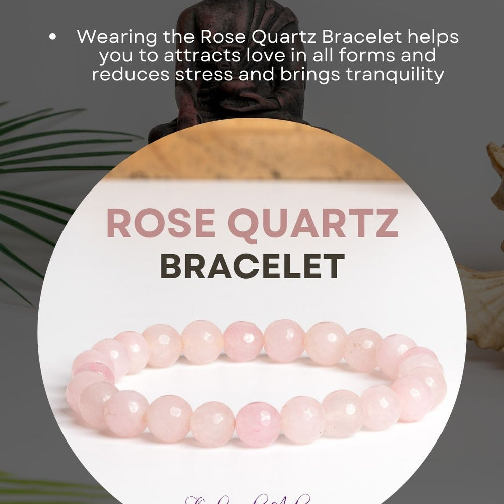 Rose quartz stone bracelet designed to attract love and promote emotional healing and tranquility