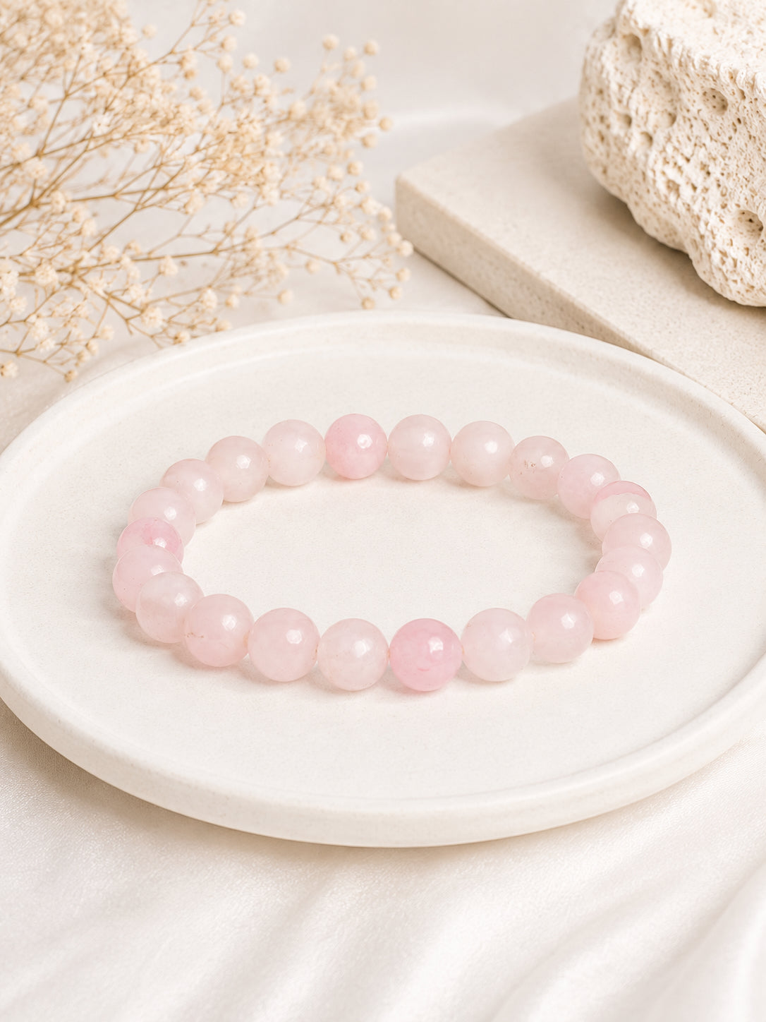 Natural Rose Quartz Stone Bracelet LOOK AND ADORN - designed for you