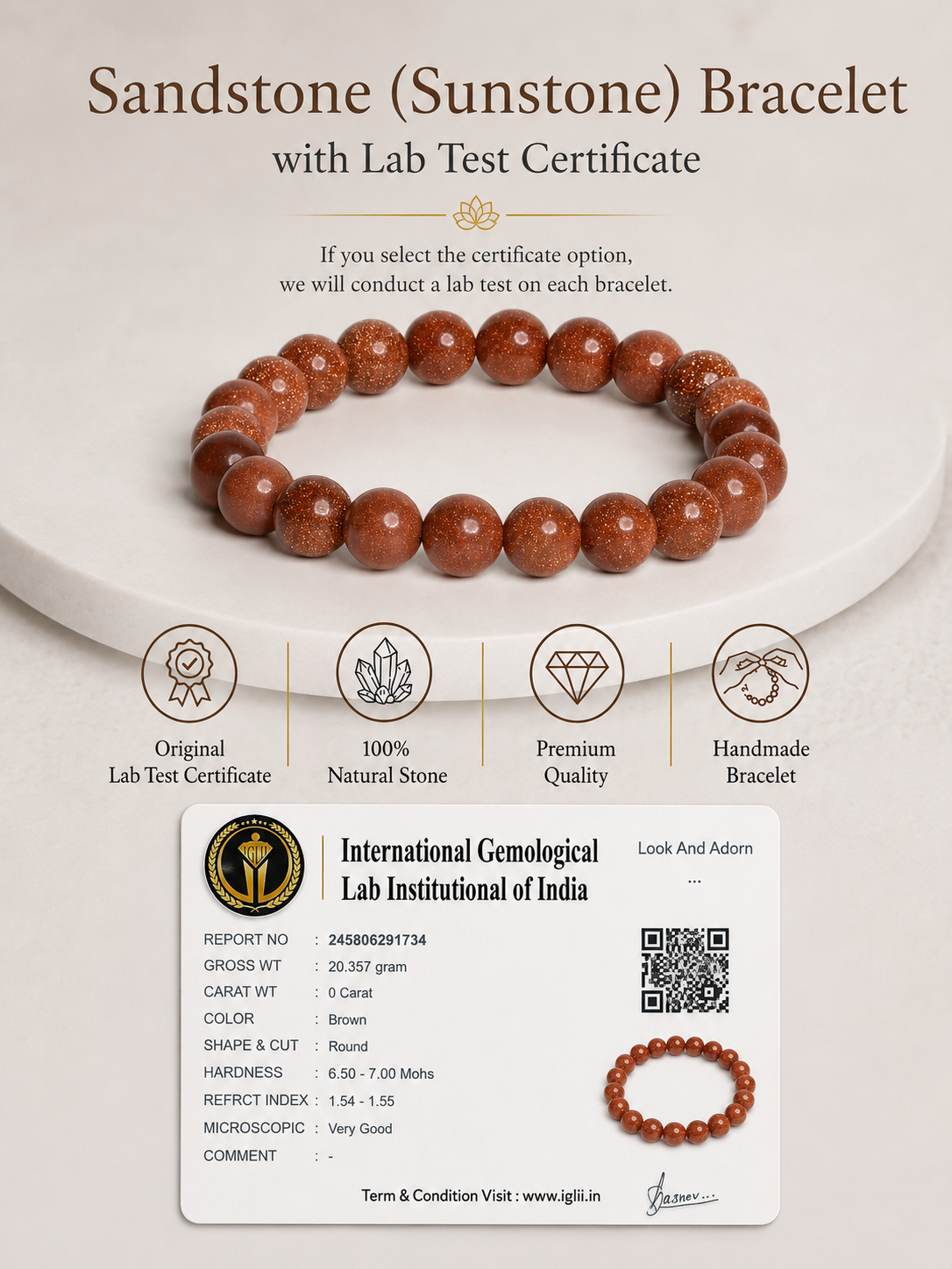 Gold Sandstone Bracelet LOOK AND ADORN - designed for you
