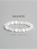 Selenite bracelet by LOOK AND ADORN featuring smooth white beads for courage and calm
