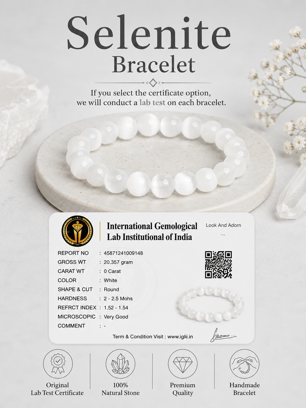 Selenite Bracelet LOOK AND ADORN - designed for you