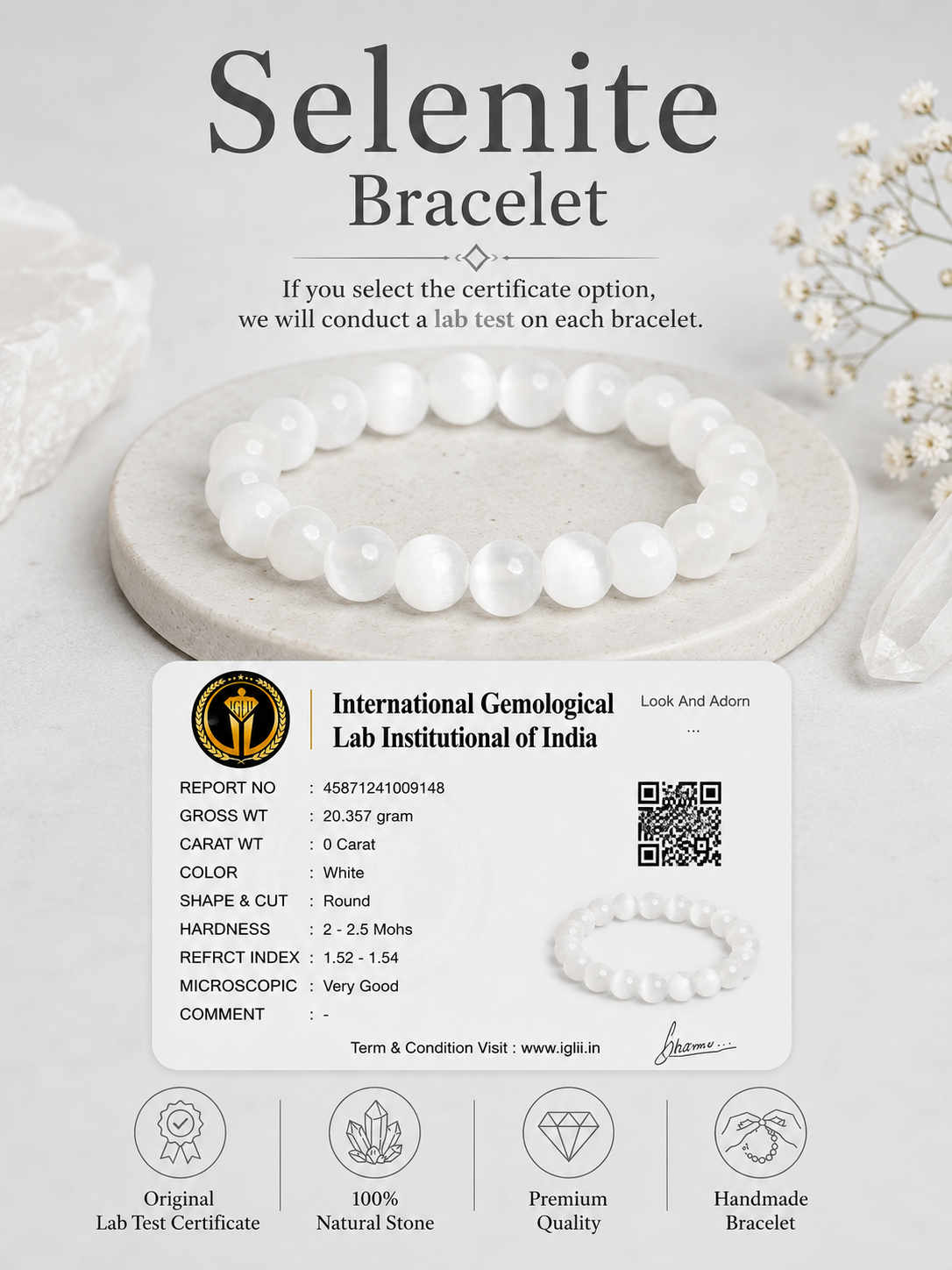 Selenite Bracelet LOOK AND ADORN - designed for you