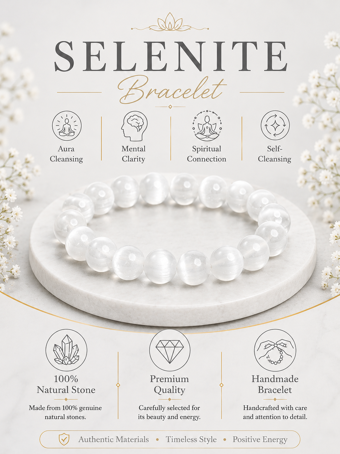 Selenite Bracelet LOOK AND ADORN - designed for you