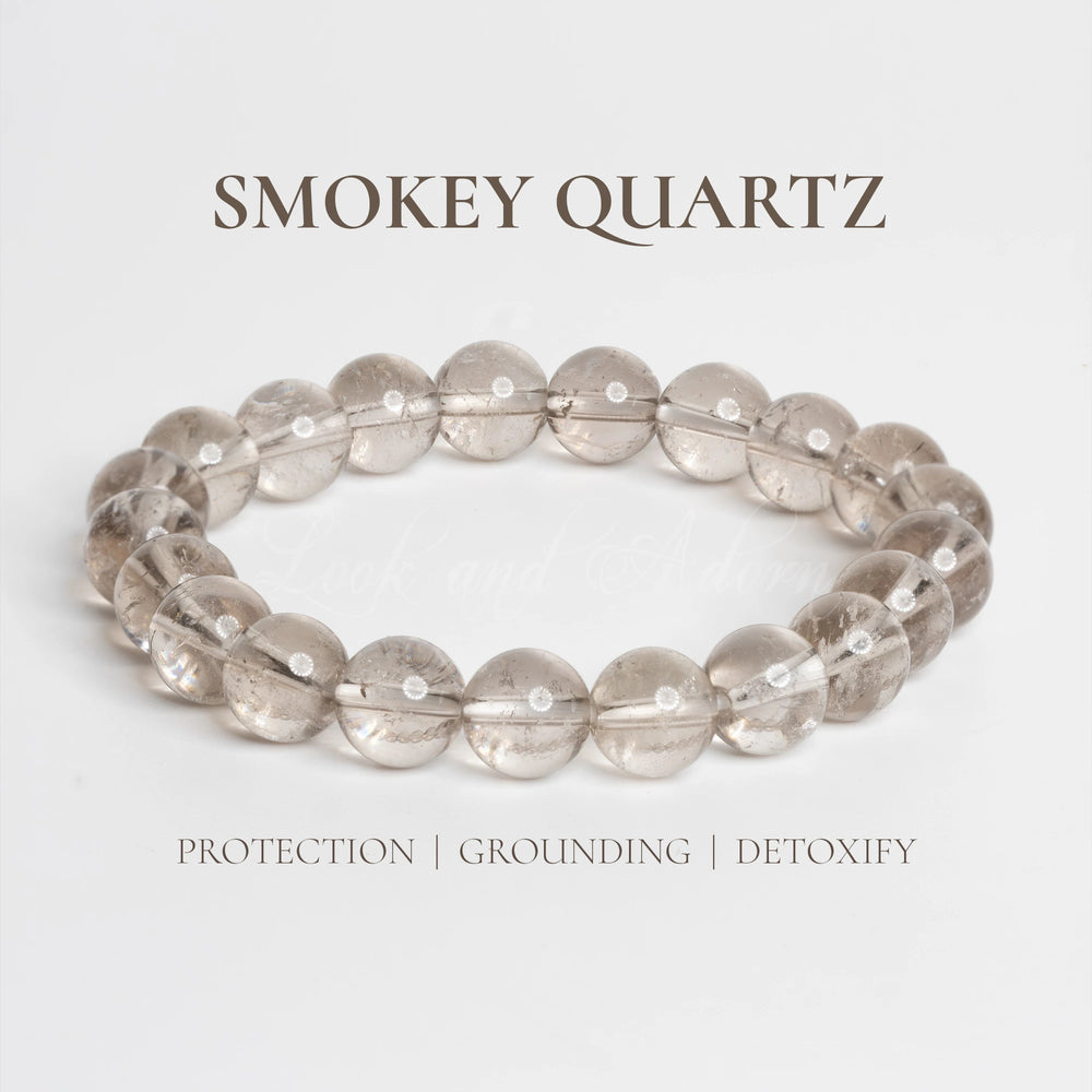 Smokey quartz bracelet designed by LOOK AND ADORN for protection and grounding energy