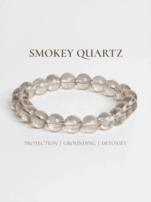 Smokey quartz bracelet designed by LOOK AND ADORN for protection and grounding energy