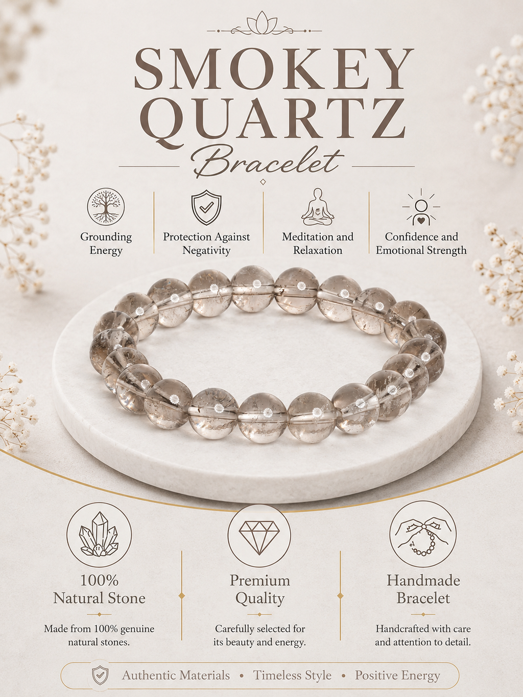 Smokey Quartz Bracelet LOOK AND ADORN - designed for you