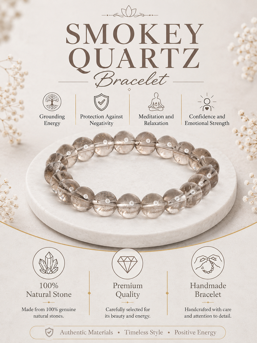 Smokey Quartz Bracelet LOOK AND ADORN - designed for you