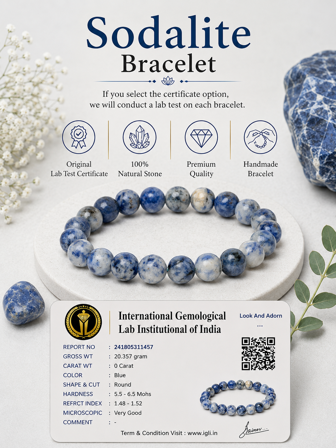 Sodalite Bracelet LOOK AND ADORN - designed for you
