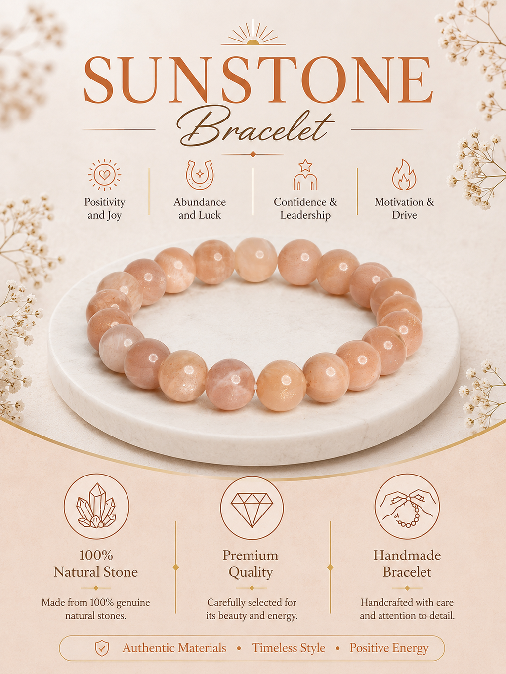 Sunstone Bracelet LOOK AND ADORN - designed for you