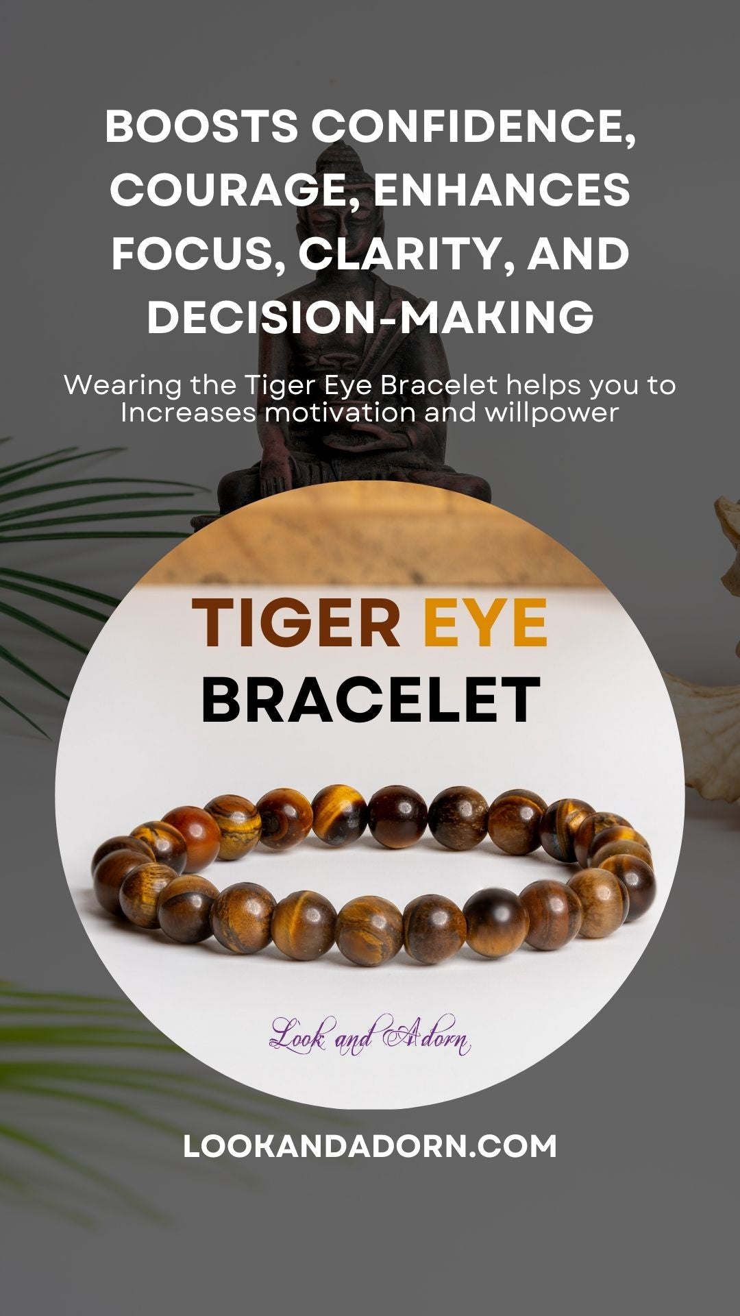 Tiger Eye Bracelet by LOOK AND ADORN designed to boost confidence and enhance clarity