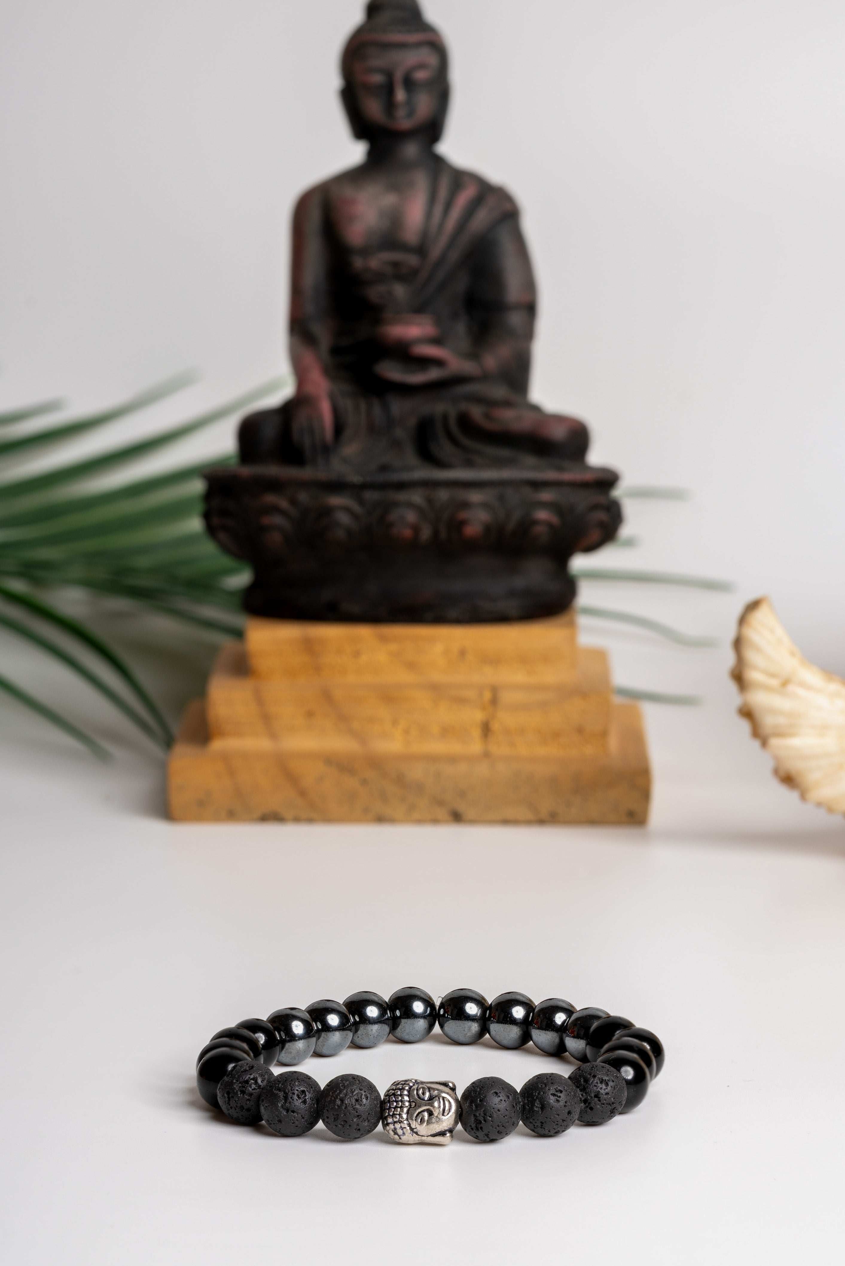 Triple protection Bracelet made with lava stones and hematite for enhanced energy and balance