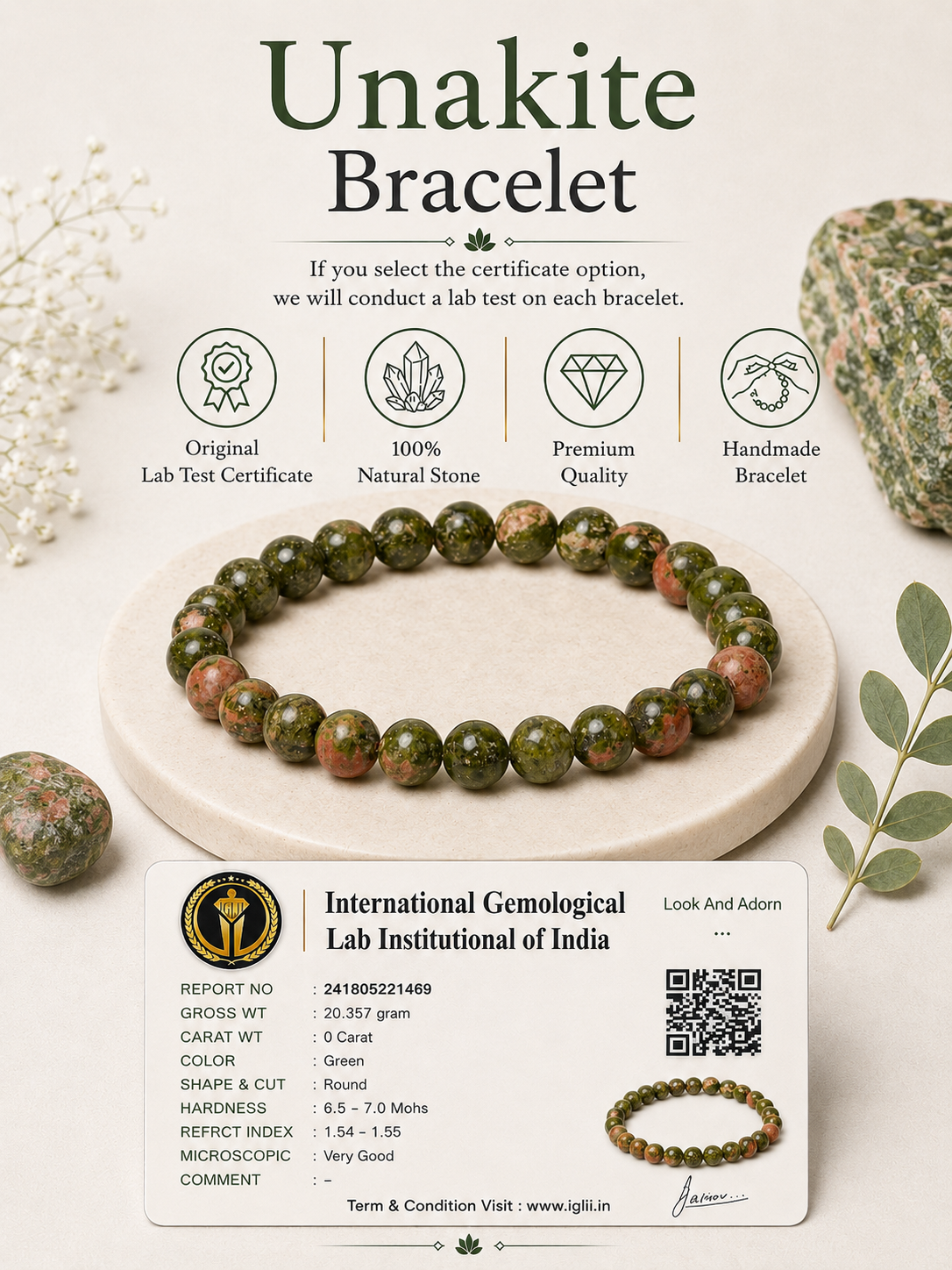 Unakite Bracelet LOOK AND ADORN - designed for you