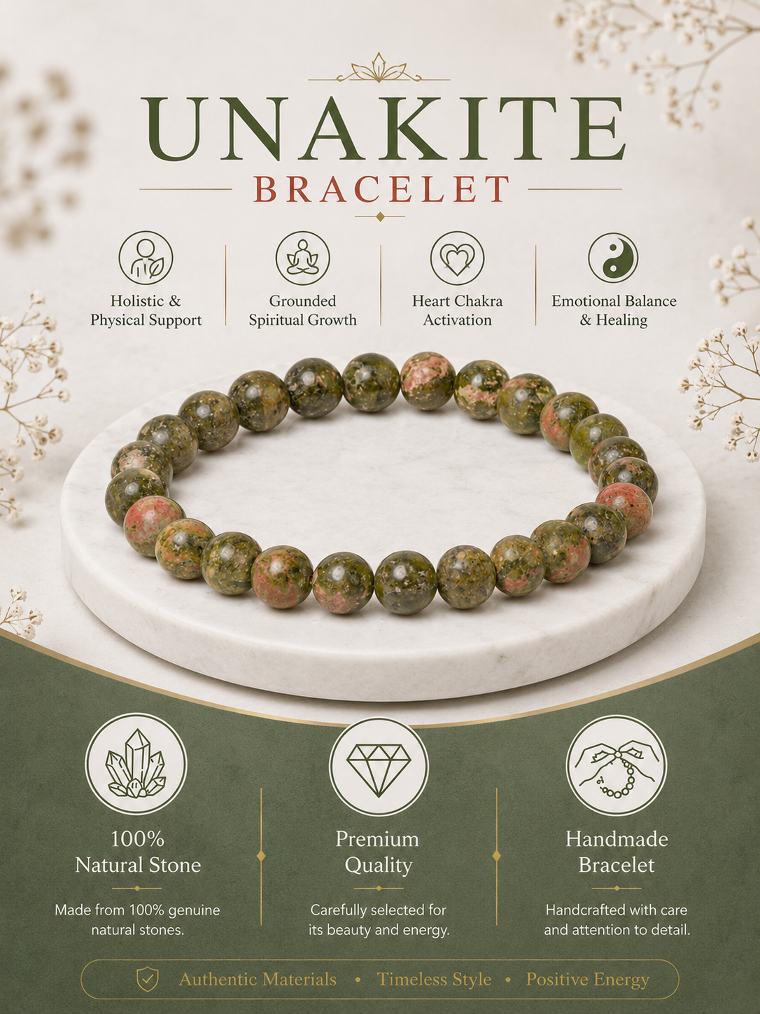 Unakite Bracelet LOOK AND ADORN - designed for you