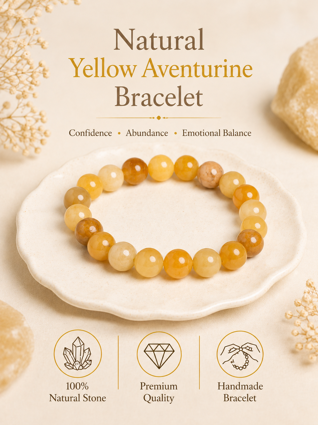 Natural Yellow Aventurine Bracelet LOOK AND ADORN - designed for you