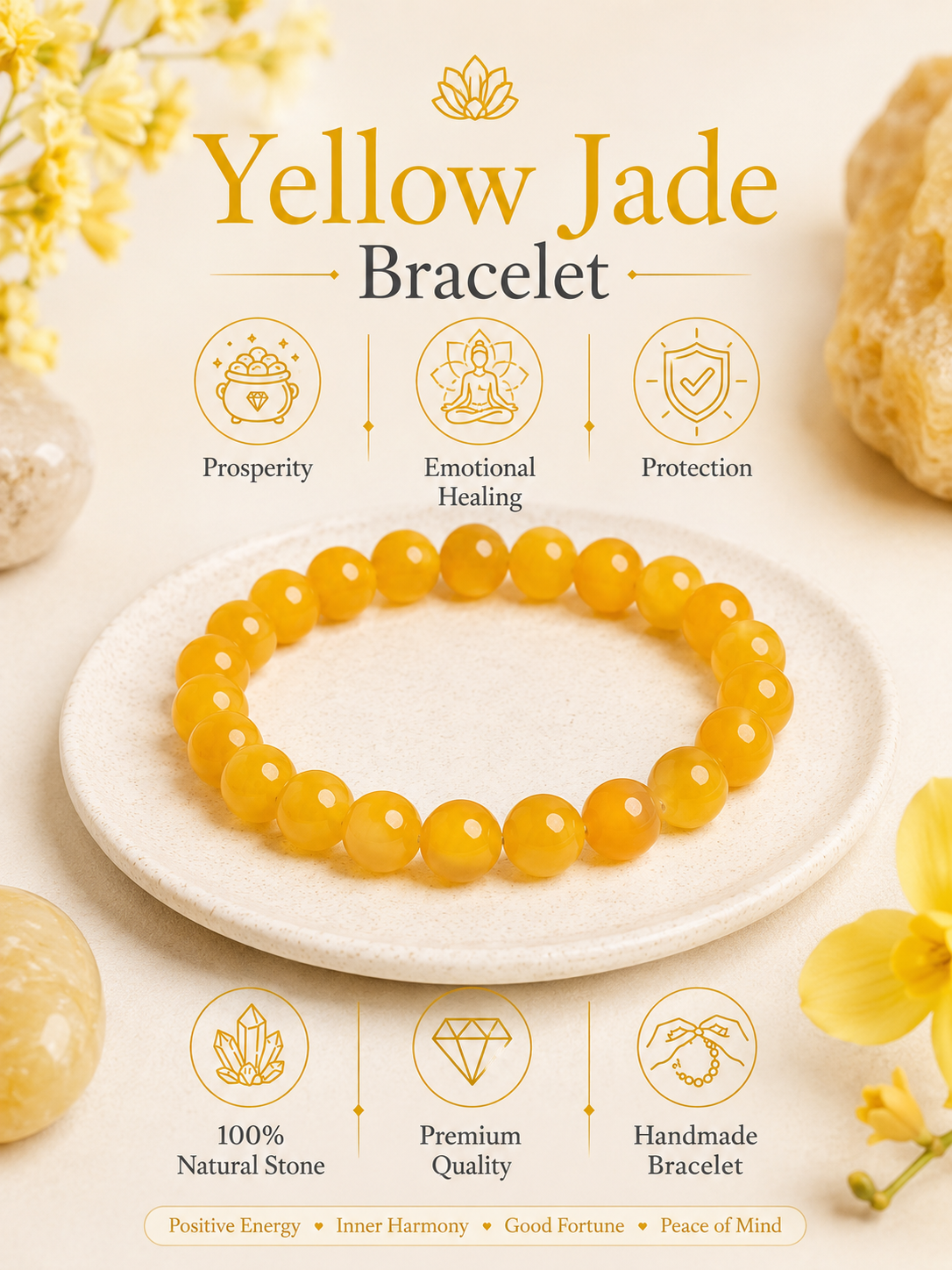 Yellow Jade Bracelet LOOK AND ADORN - designed for you