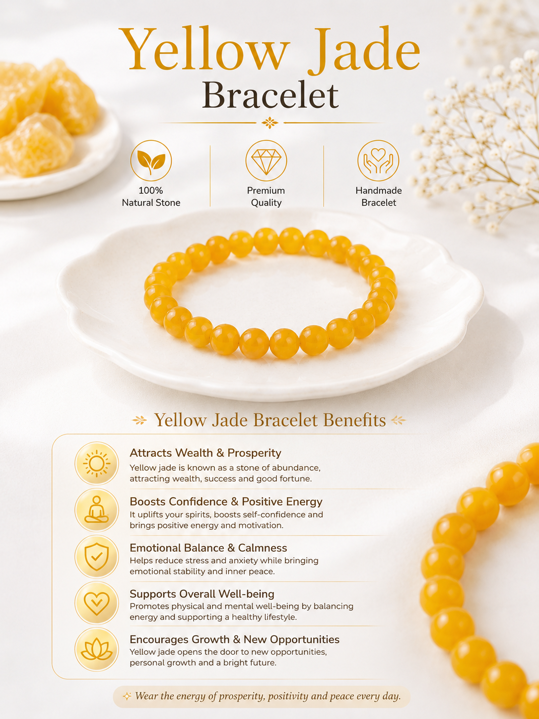 Yellow Jade Bracelet LOOK AND ADORN - designed for you