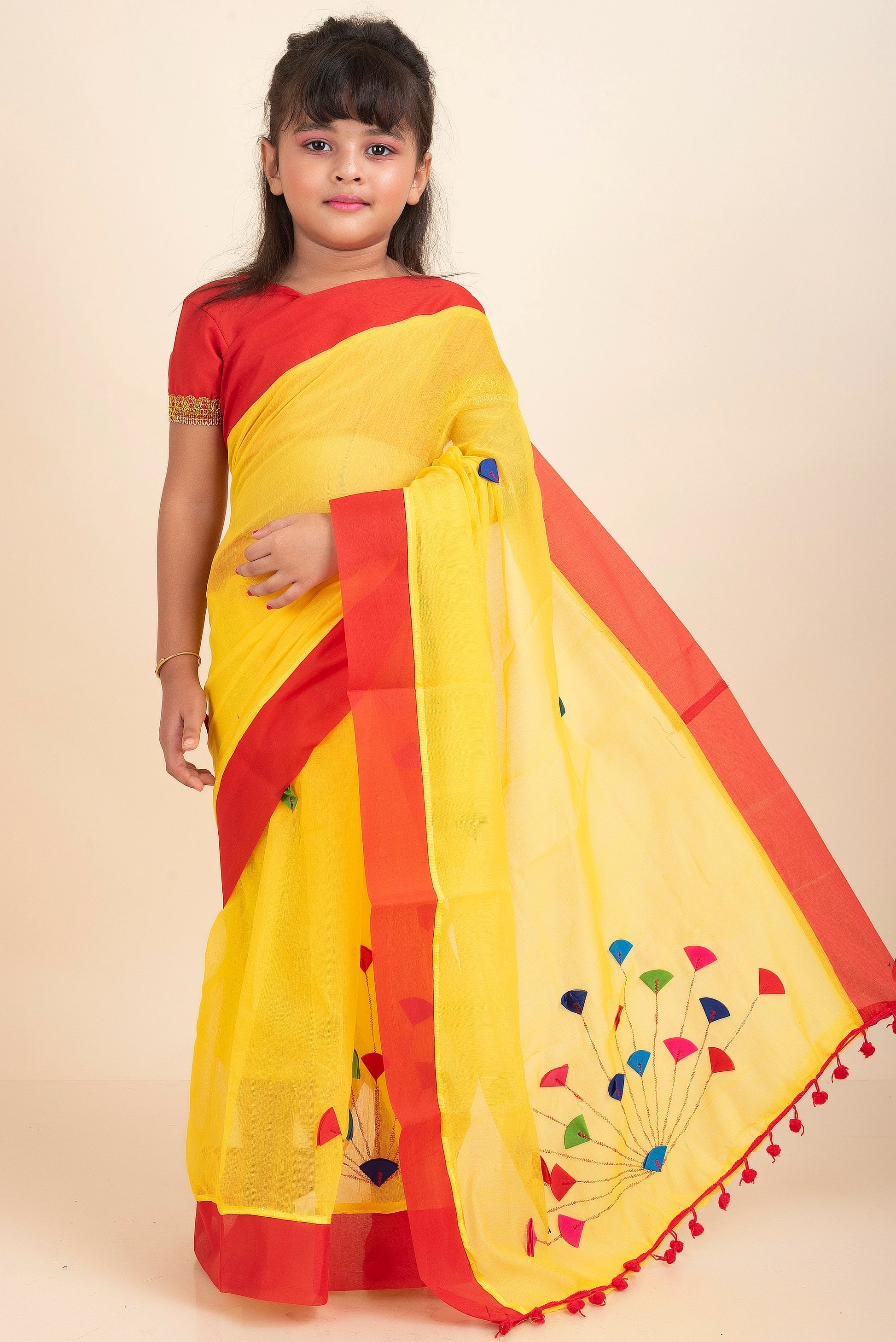 yellow-handloom-kids-cotton-saree-with-stitched-blouse-and-petticoat-ks05