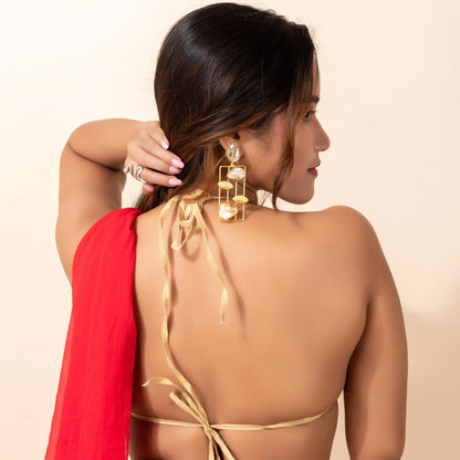 Embroidered Bikini Style Backless Halter Blouse