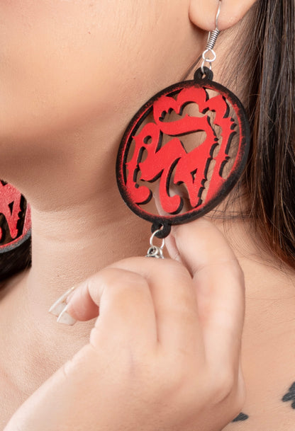 Quirky Red Black Devi Earring with Ghungroo