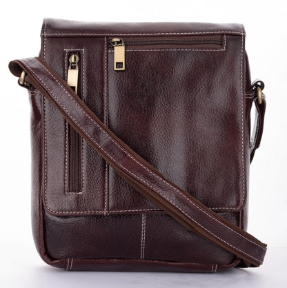 Pure Leather Brown Cross Body Sling Messenger Bag (12*9)
